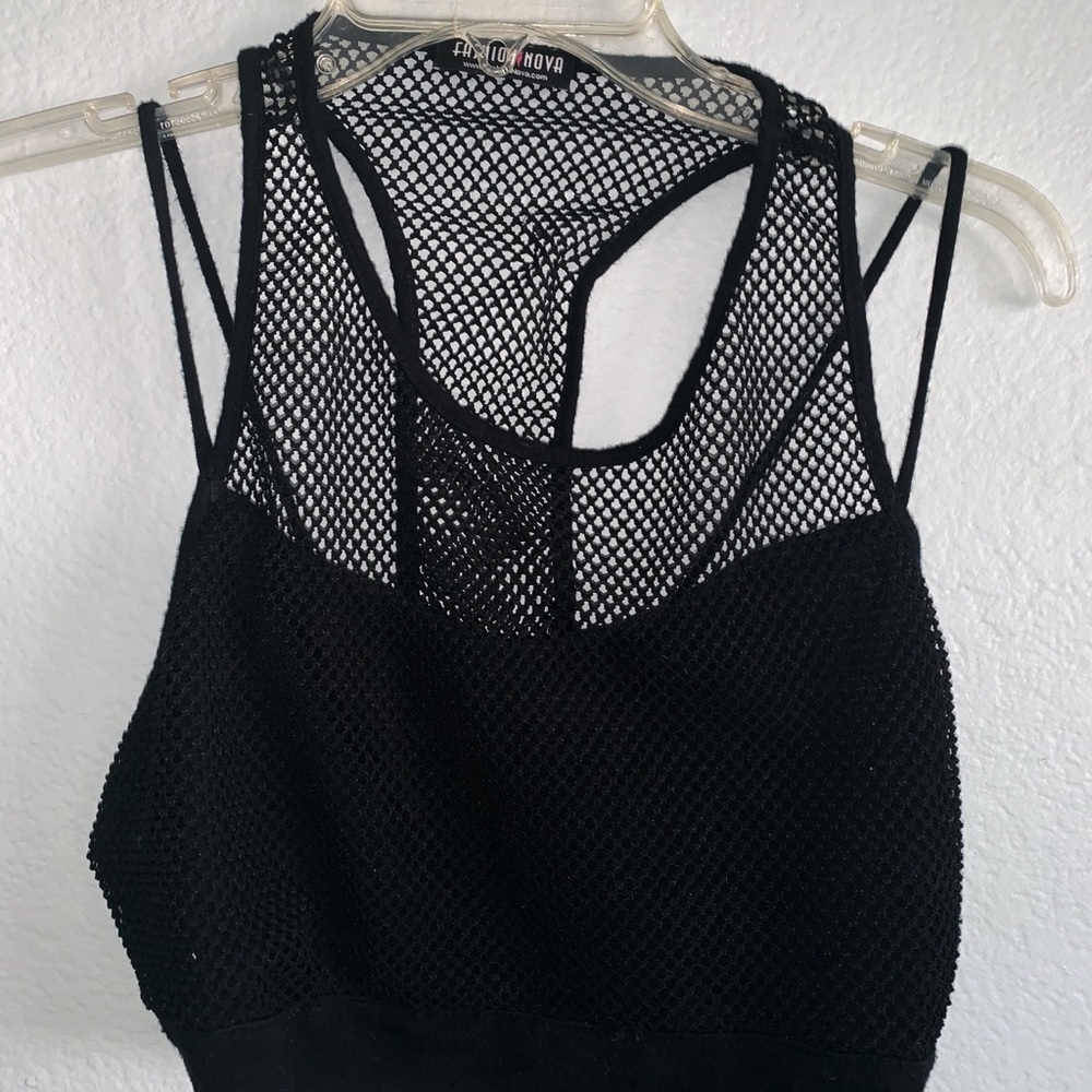 FASHIONNOVA black fishnet tank